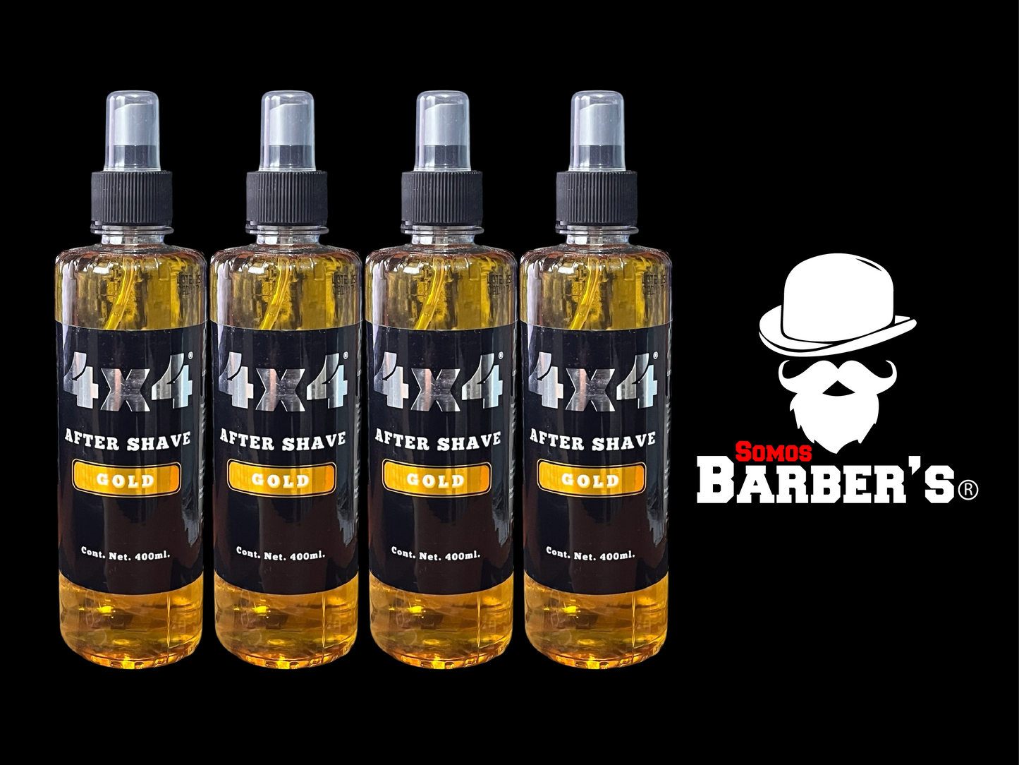 CAJA CON 4 PZAS, After Shaver GOLD 4x4 Profesional 400ml
