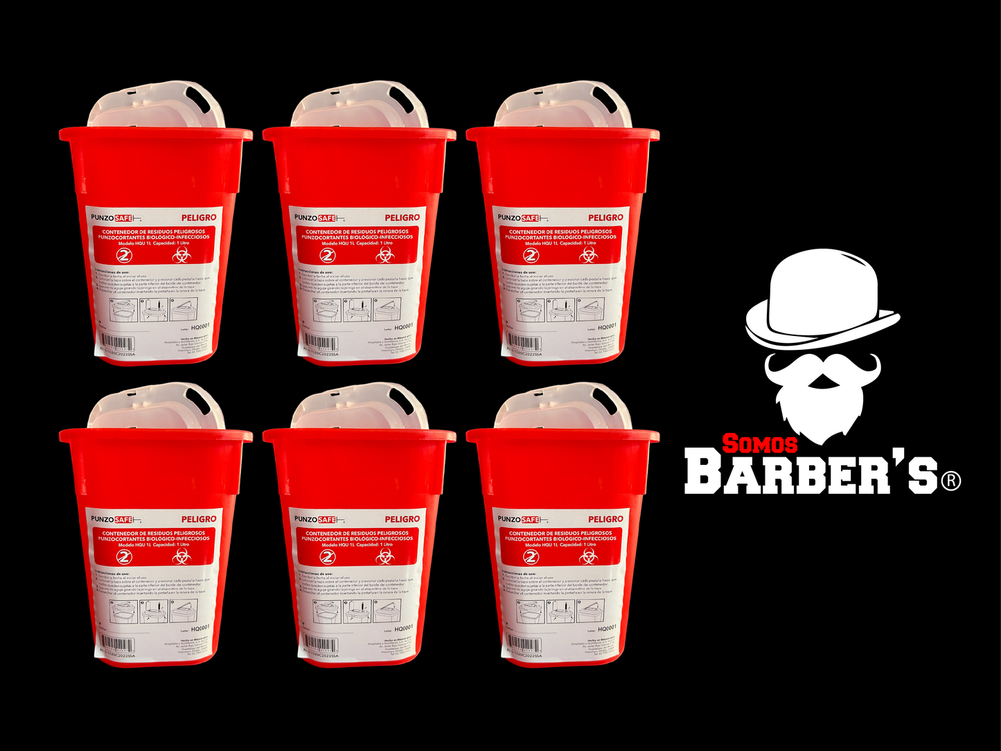 CAJA CON 6 PZAS, CONTENEDOR DE PUNZOCORTANTES DE 1 L